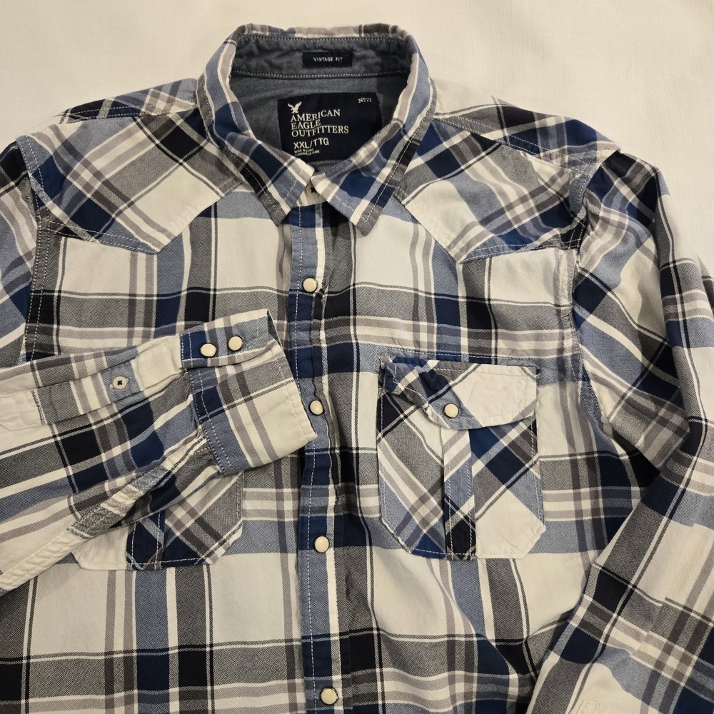 American Eagle Outfitter's Men's Pearl Snap Long Sleeve Vintage Fit Shirt XXL‎